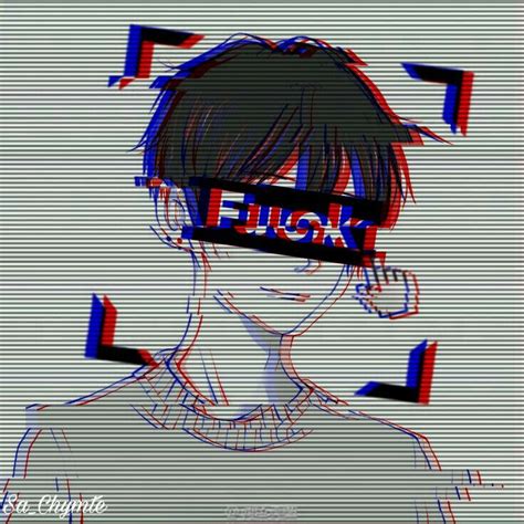 glitch pfp|glitched anime pfp boy.